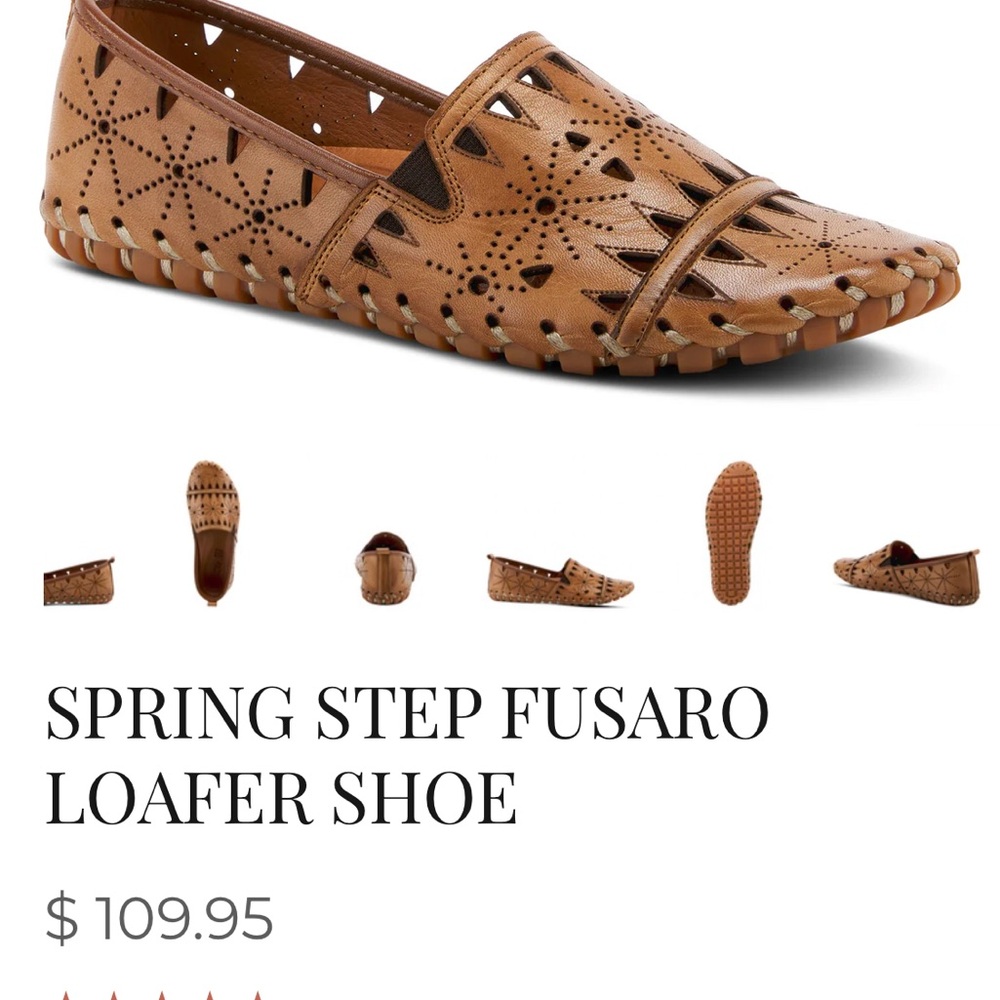 Spring Step Fusaro Cut Out Slip On Flat 
Size 40 EUR (Size 9 US) Carmel Brown